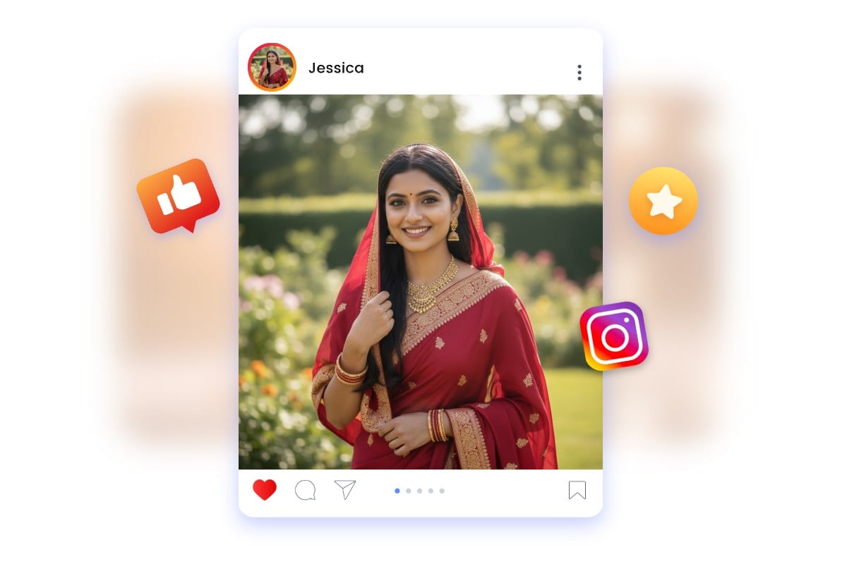 Generate ai saree photo to follow the viral trend on instagram