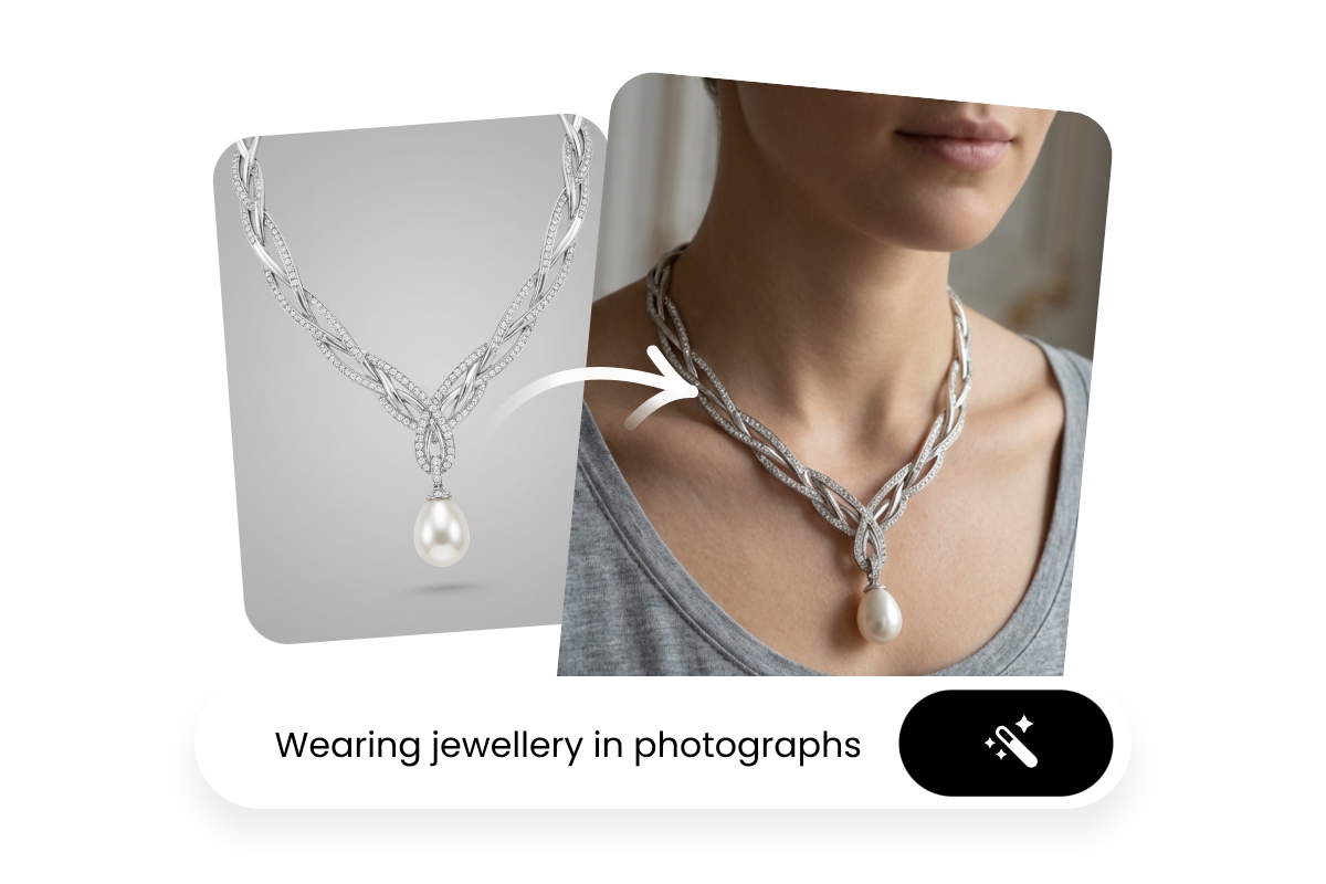 Generate an ai necklace to a female portrait