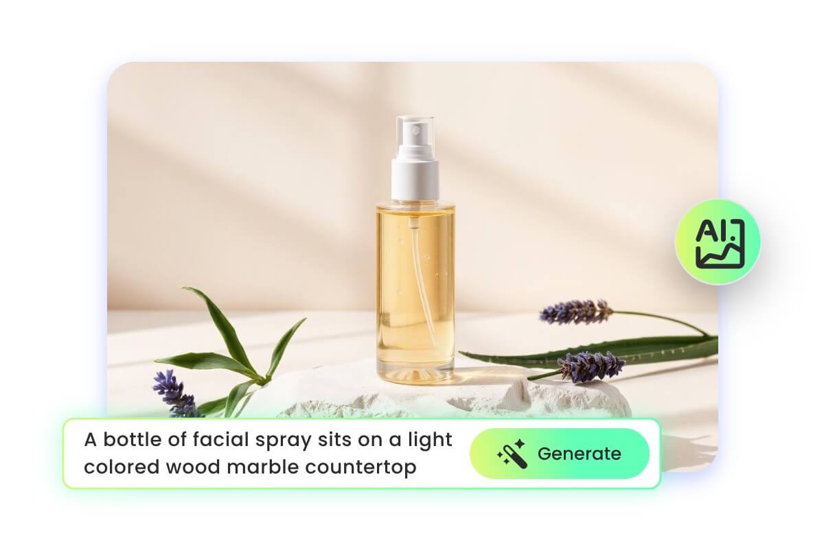 Generate an ai product image of a spray bottle from a text prompt
