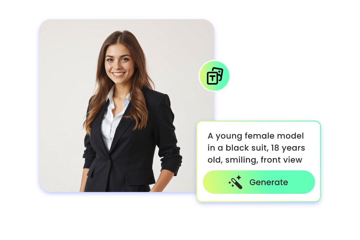 Generate an ai suit for a photo of a woman by entering text