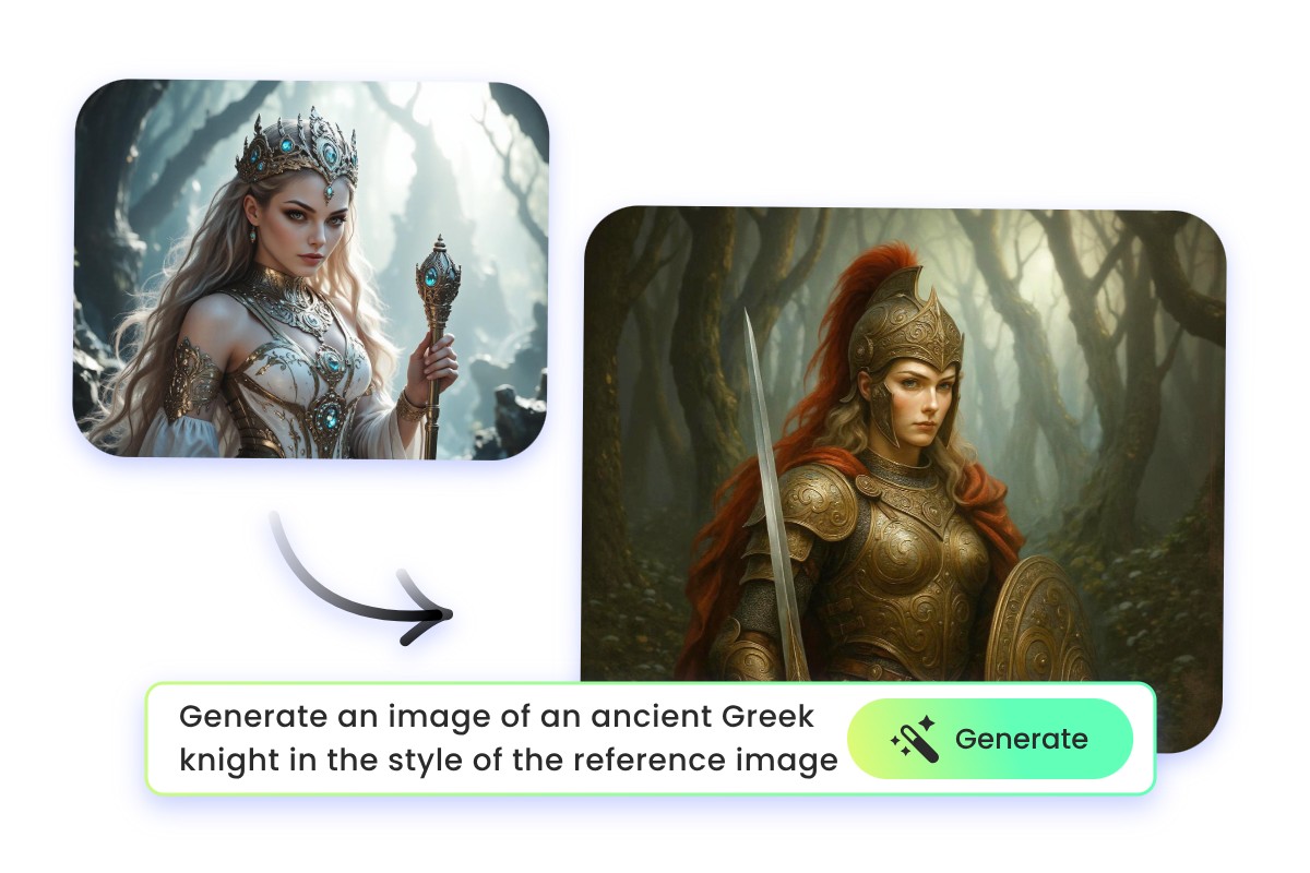 Generate an ancient Greek female knight form your reference photo