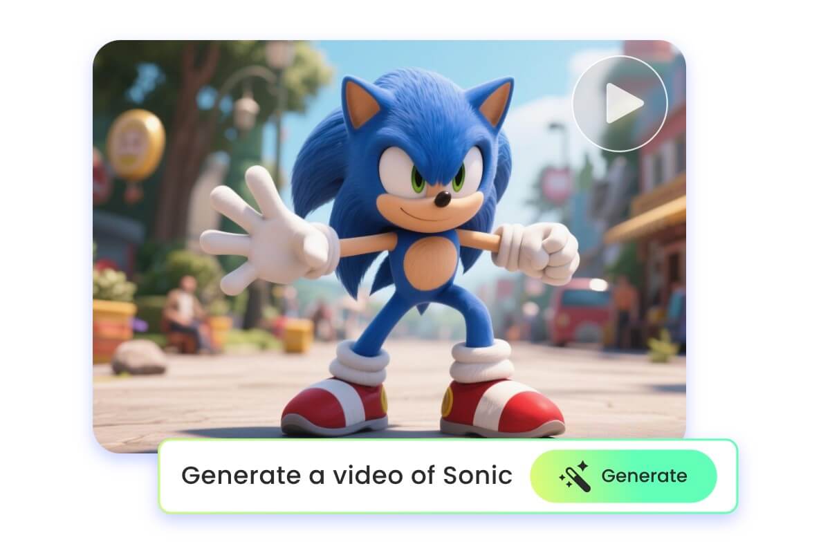 Generate an animated video of an original sonic character using text