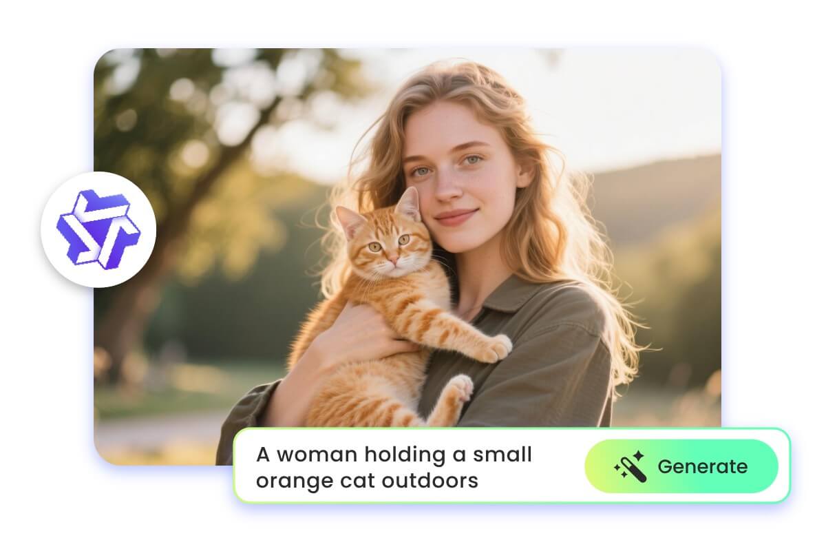 Générer une image d'une femme tenant un chat avec le modèle Qwen IA