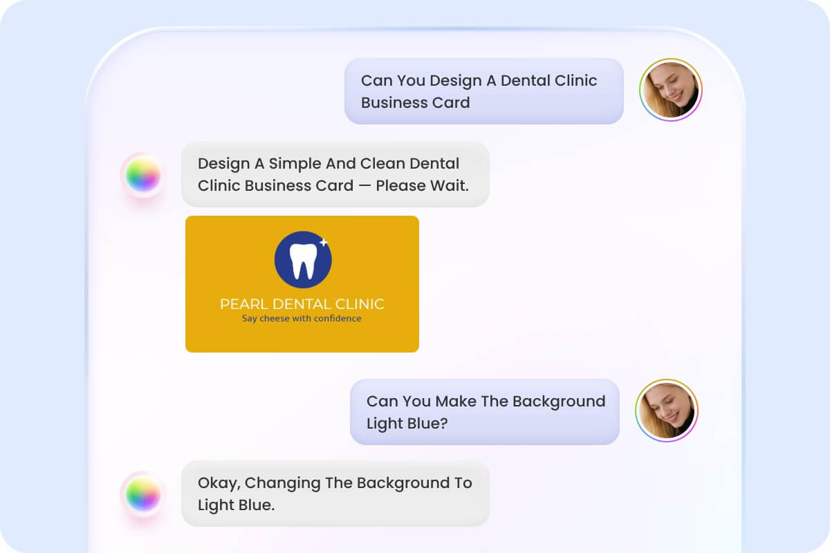 Generate and edit a business card by chatting with an ai agent