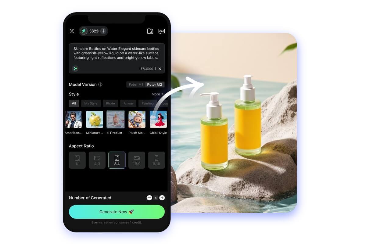 Generate and edit ai product images for free on your mobile app