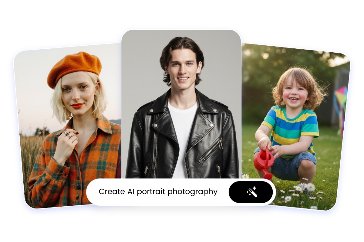 Generate different ai portrait photography results from text