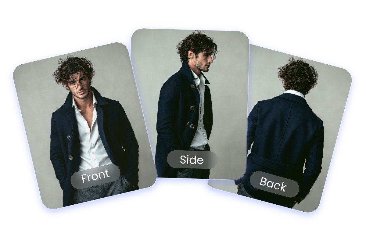 Generate different angles from a single man photo