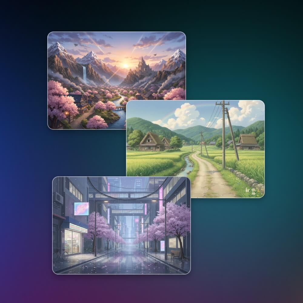 Generate different anime backgrounds and scenes with ai