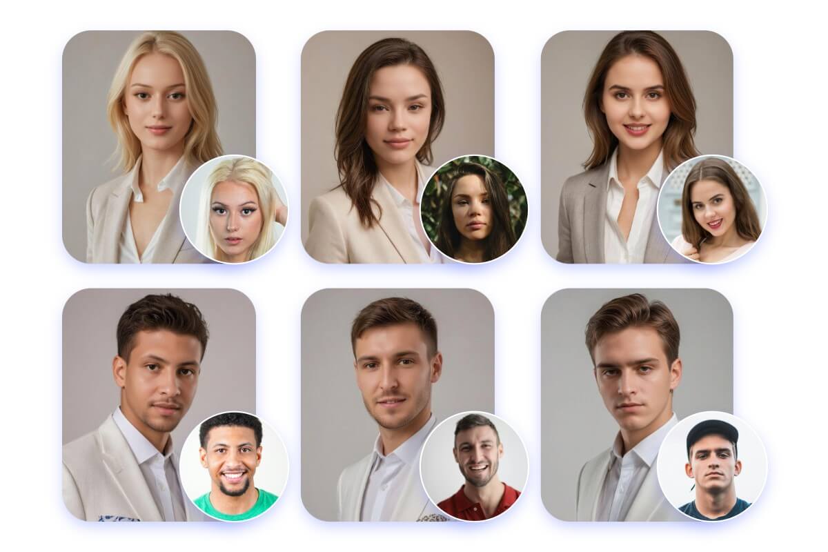 Generate different profile pictures for team members