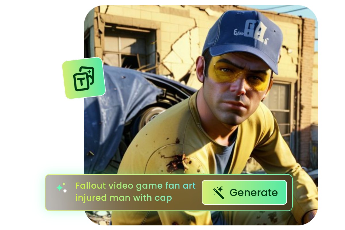 Generate fallout video game fan art from text prompts using fotor