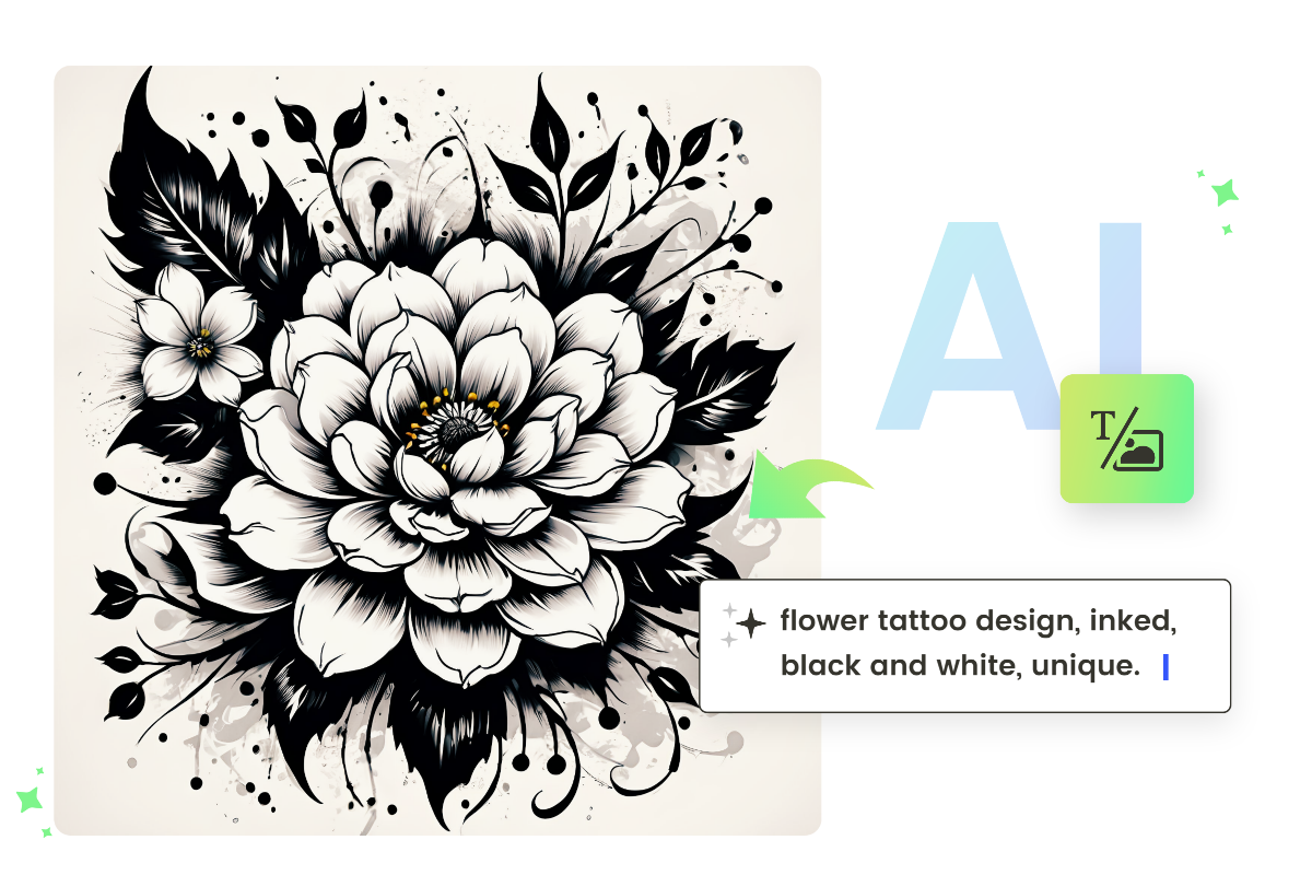 generate flower tattoo design from text using fotor ai tattoo generator