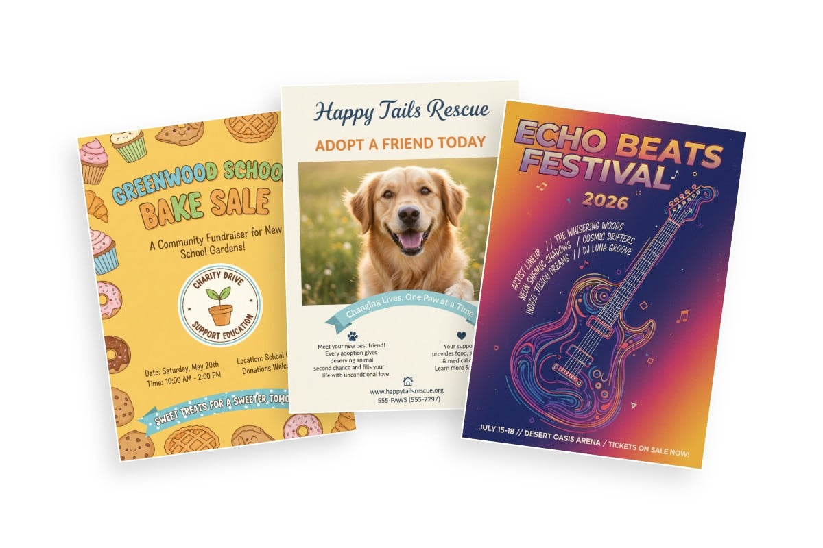 Generate flyers of various themes in standard aspect ratio and up to 4 K quality