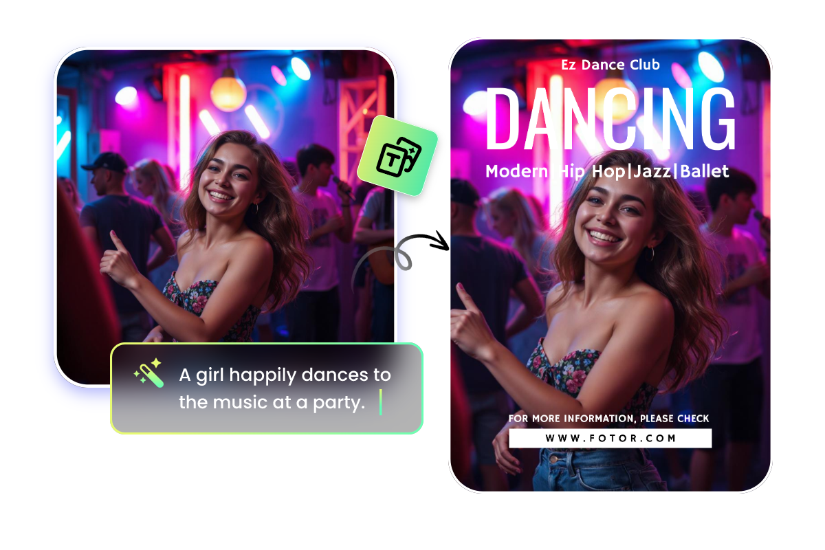 Generate ideal images with fotor ai image generator for party flyers background