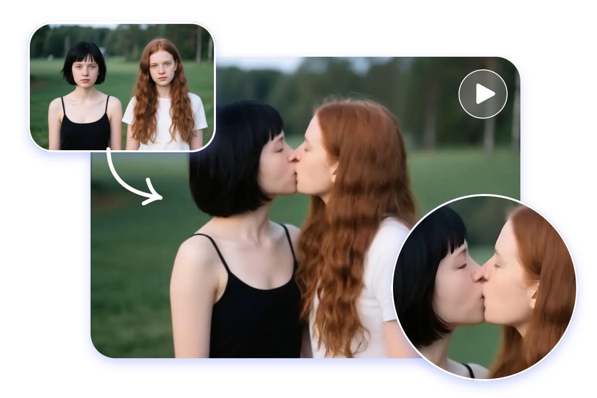 自然な動きと感情を持つリアリスティックなキス動画を生成