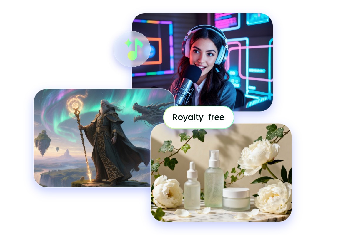 Generate royalty free lyrics for social media channers or game assets or commercial projects