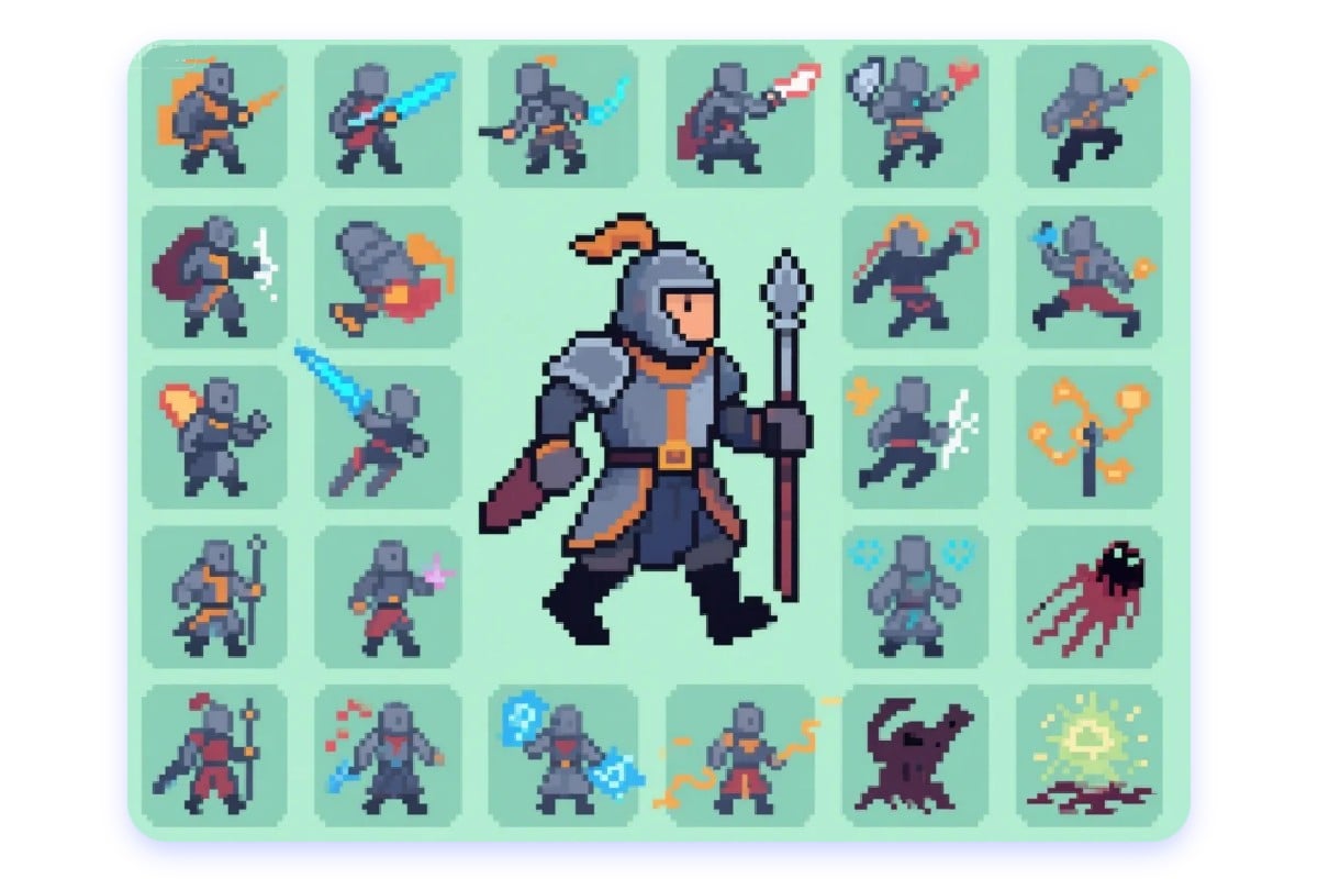 Generate sprite game character sheets
