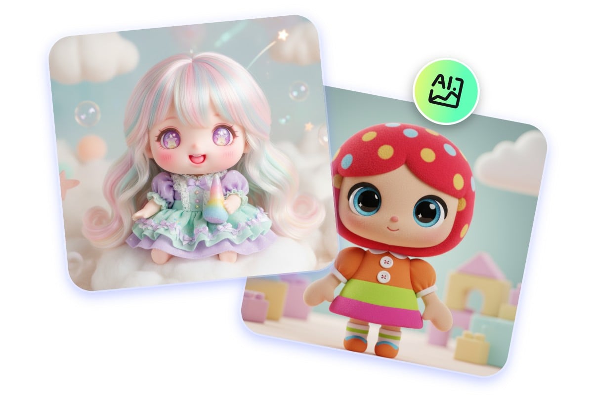 Generate two cute dolls using fotor ai doll generator