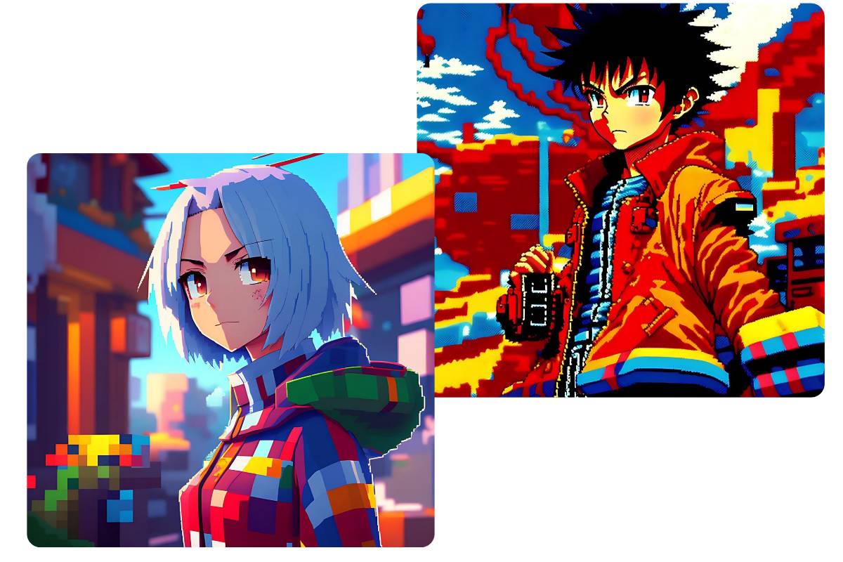 Create a 32x32 pixel art of anime