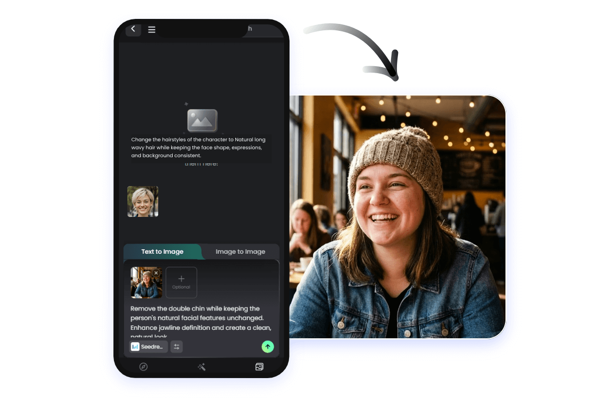 Get rid of double chin form photo on the phone