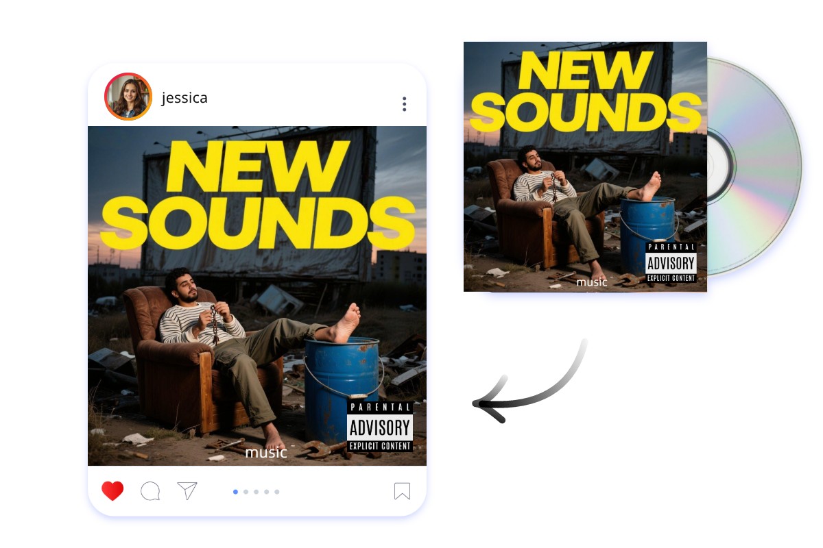 Get standard parental advisory album cover for social media sharing and printed cd cover