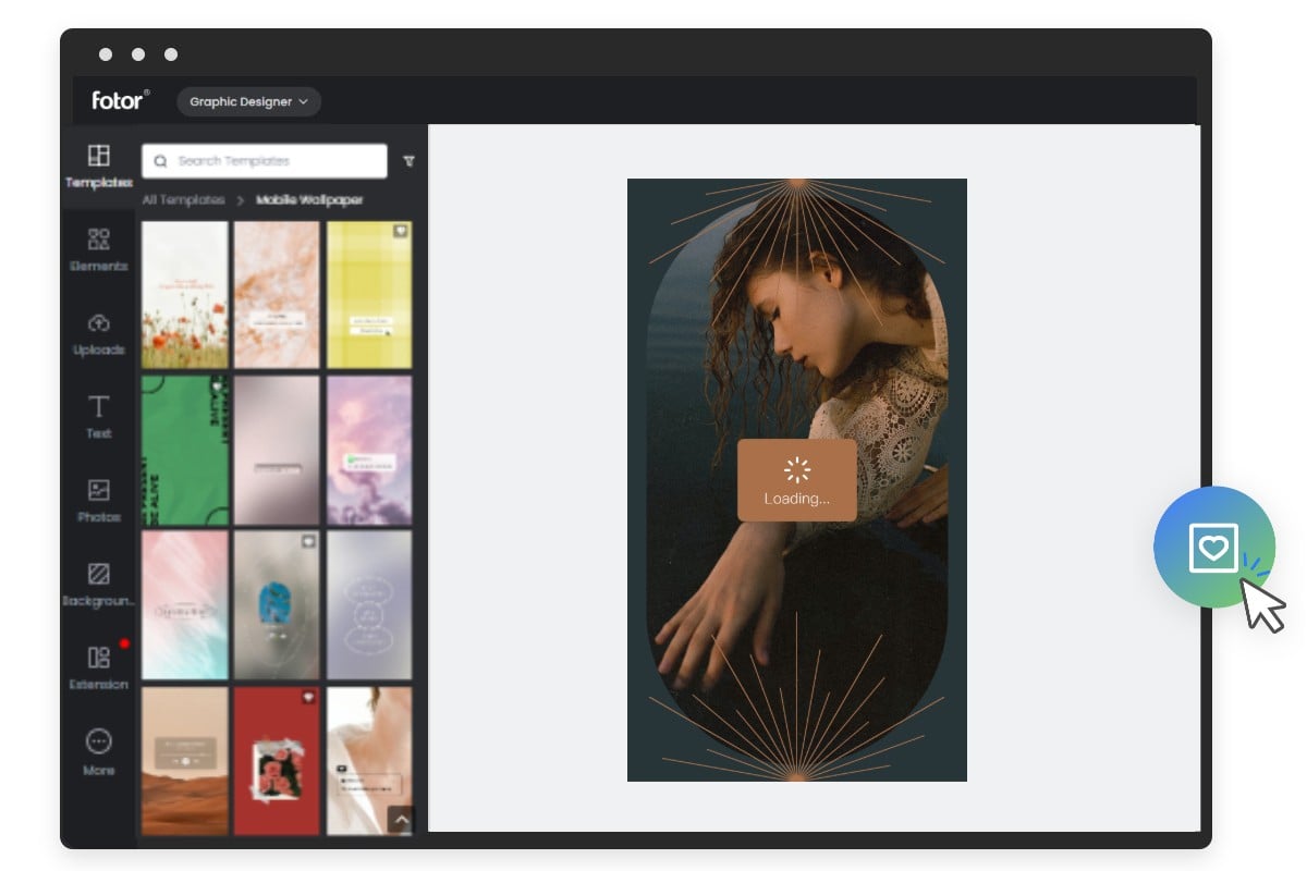 How to create a phone wallpaper in fotor mobile wallpaper maker with an example of a lady in a dark grey bg