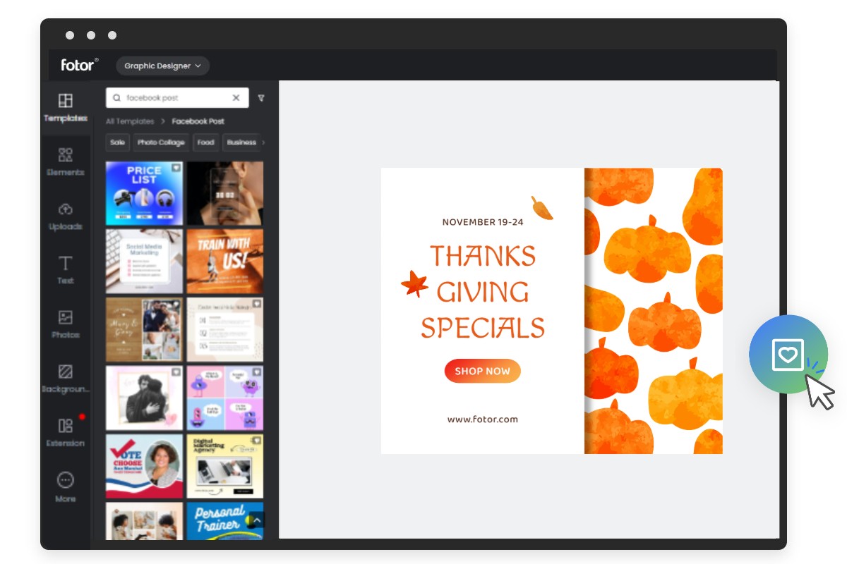 How to design a facebook post in fotor