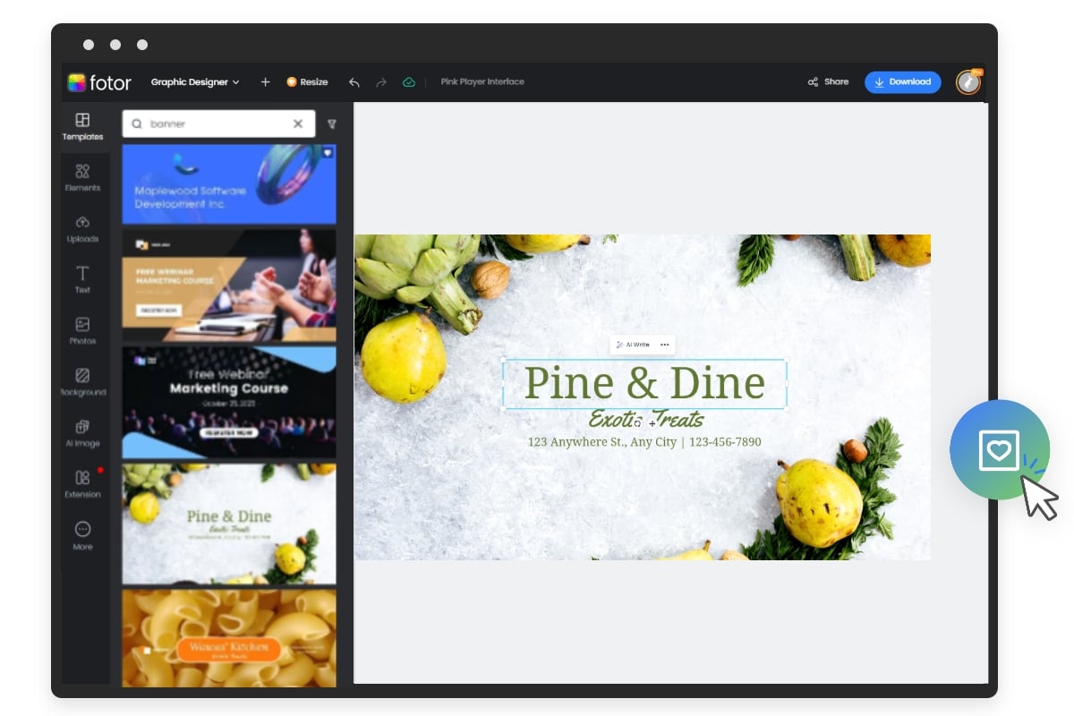 How to make a banner with a white template in fotor banner maker