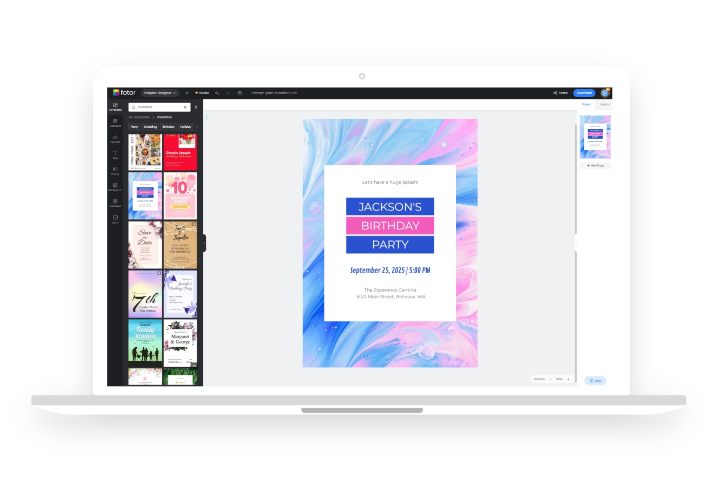 How to make an invitation in fotor