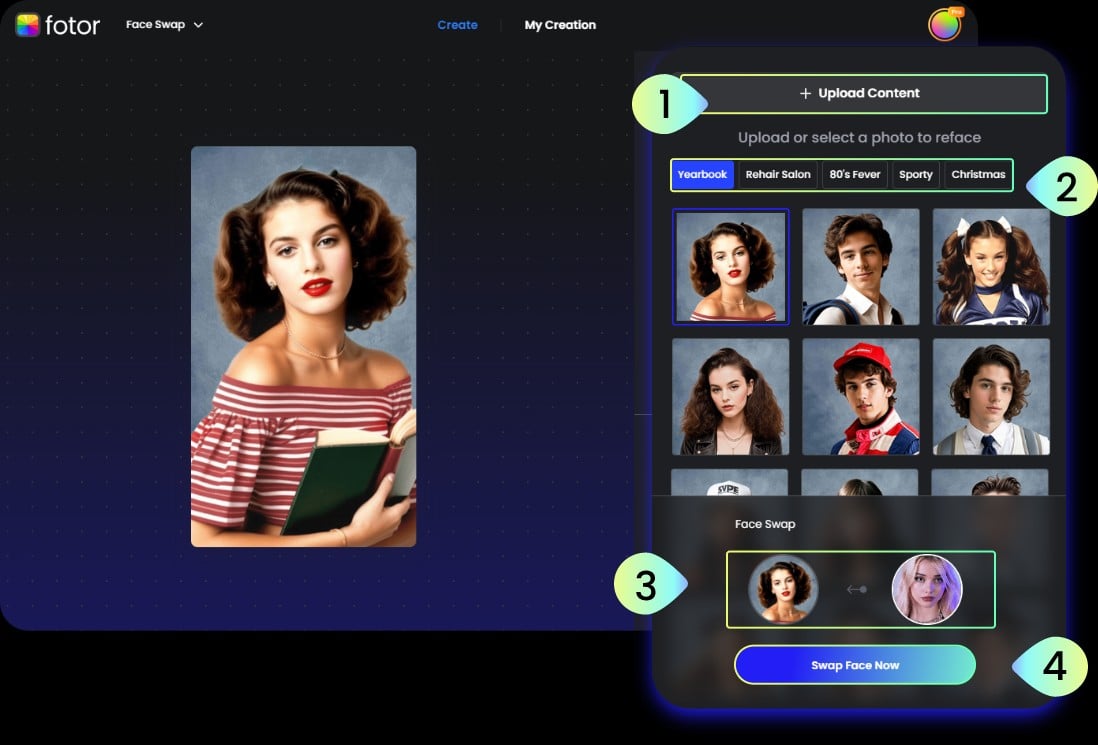 comment échanger un visage dans Face Swap de Fotor
