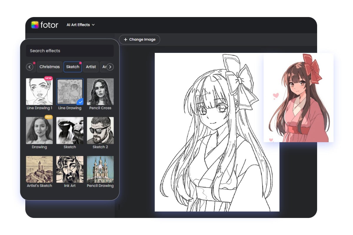 写真を線画に変換する手順