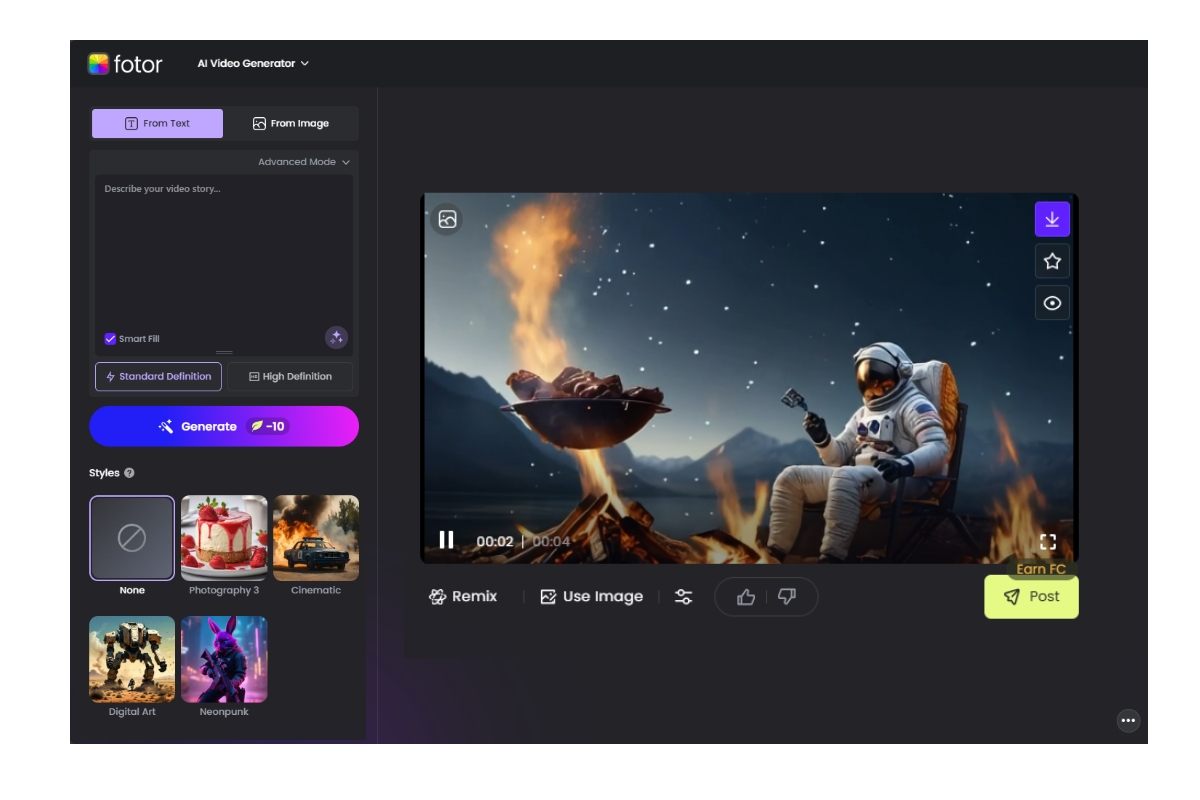 Free Online AI Short Video Generator Without Watermark | Fotor