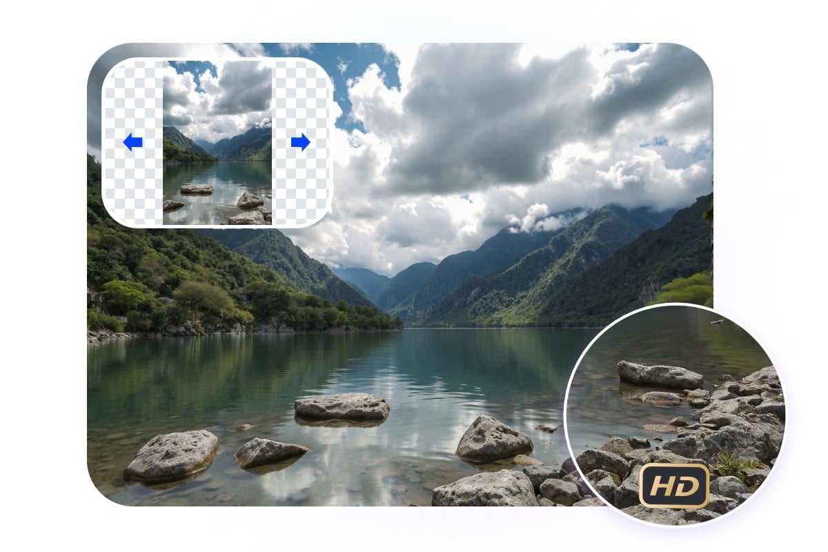 Hyperrealistic AI image outpainting without quality loss