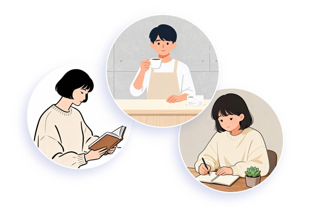 余白を生かしたシンプルでおしゃれな韓国風線画アイコン