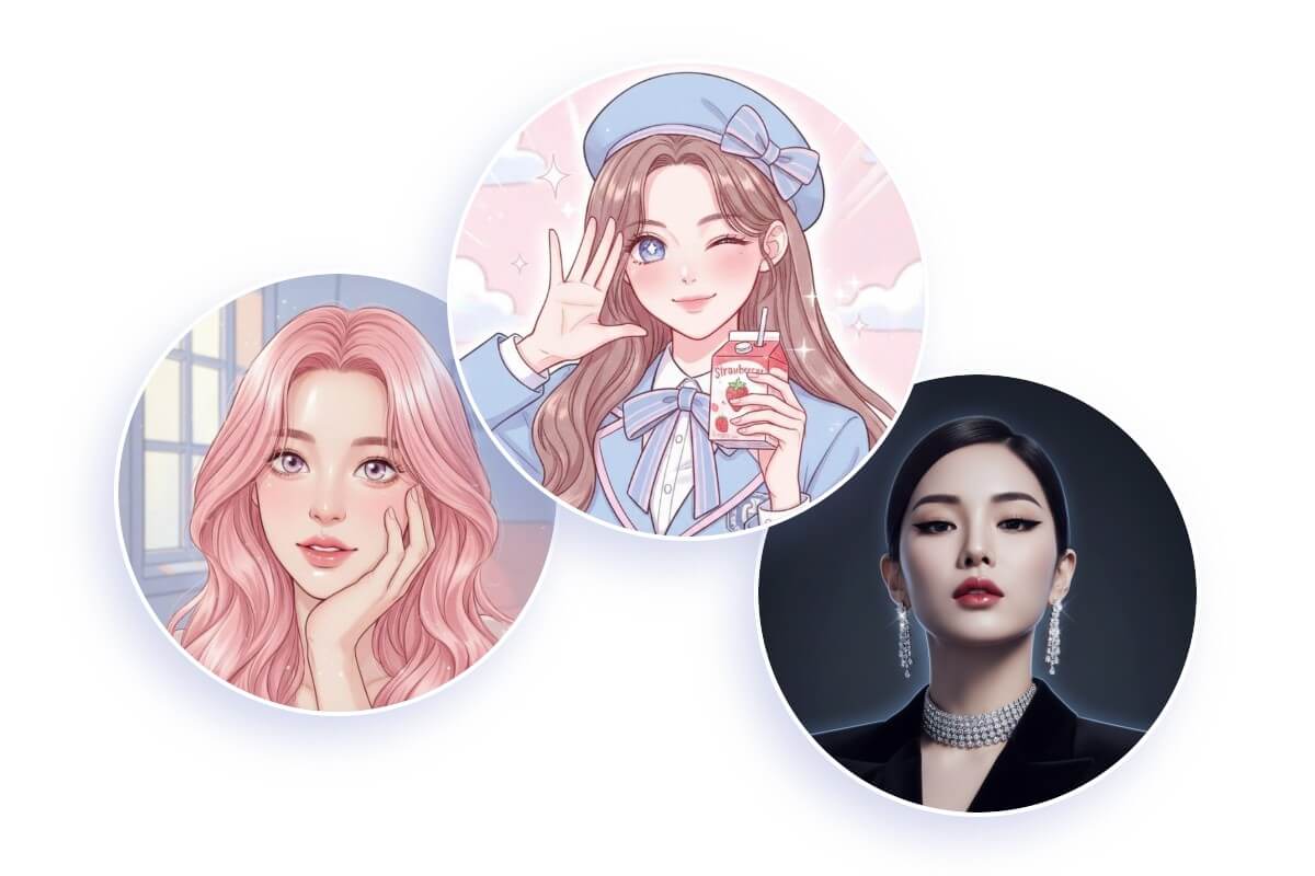 お人形のような整った顔立ちの韓国アイドル風アイコン美少女