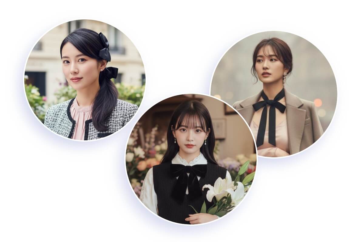 リボンやフリルが特徴的なフレンチガーリーな韓国風女の子アイコン