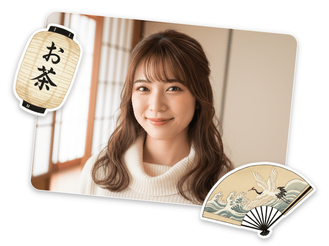 女の子の写真に可愛いアイコンを添付する
