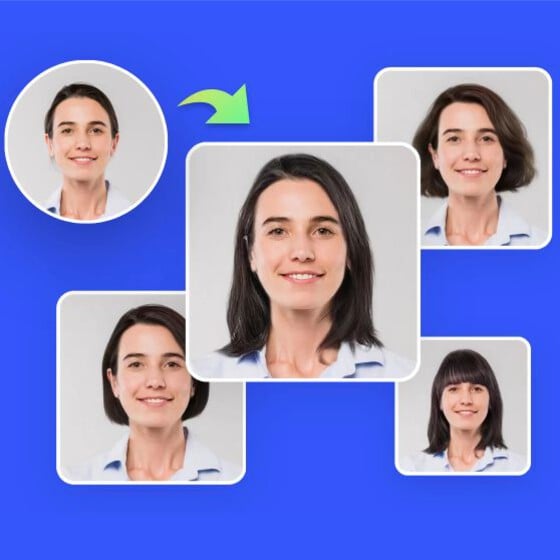 Image montrant la fonction du simulateur coupe de cheveux de Fotor qui permet de changer de coiffure en toute simplicité