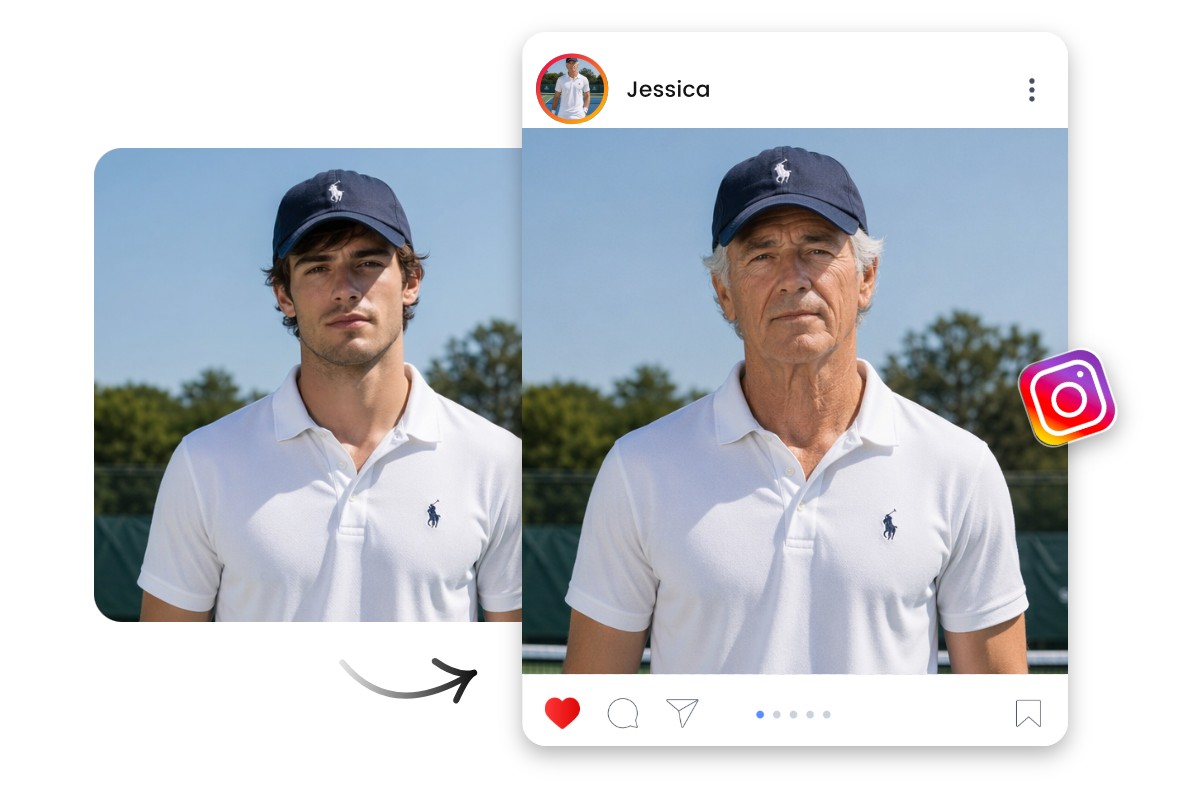 Instagram post content using a male photo with aging filter
