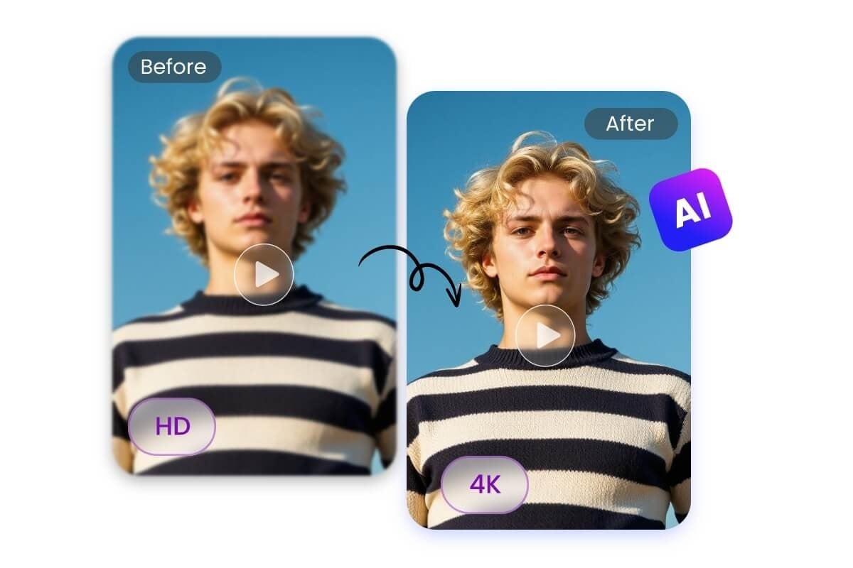 Konvertiere ein hd video mit dem fotor ki video upscaler auf 4k