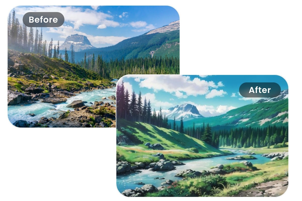Fotorのジブリフィルターで風景写真をジブリ化にさせます
