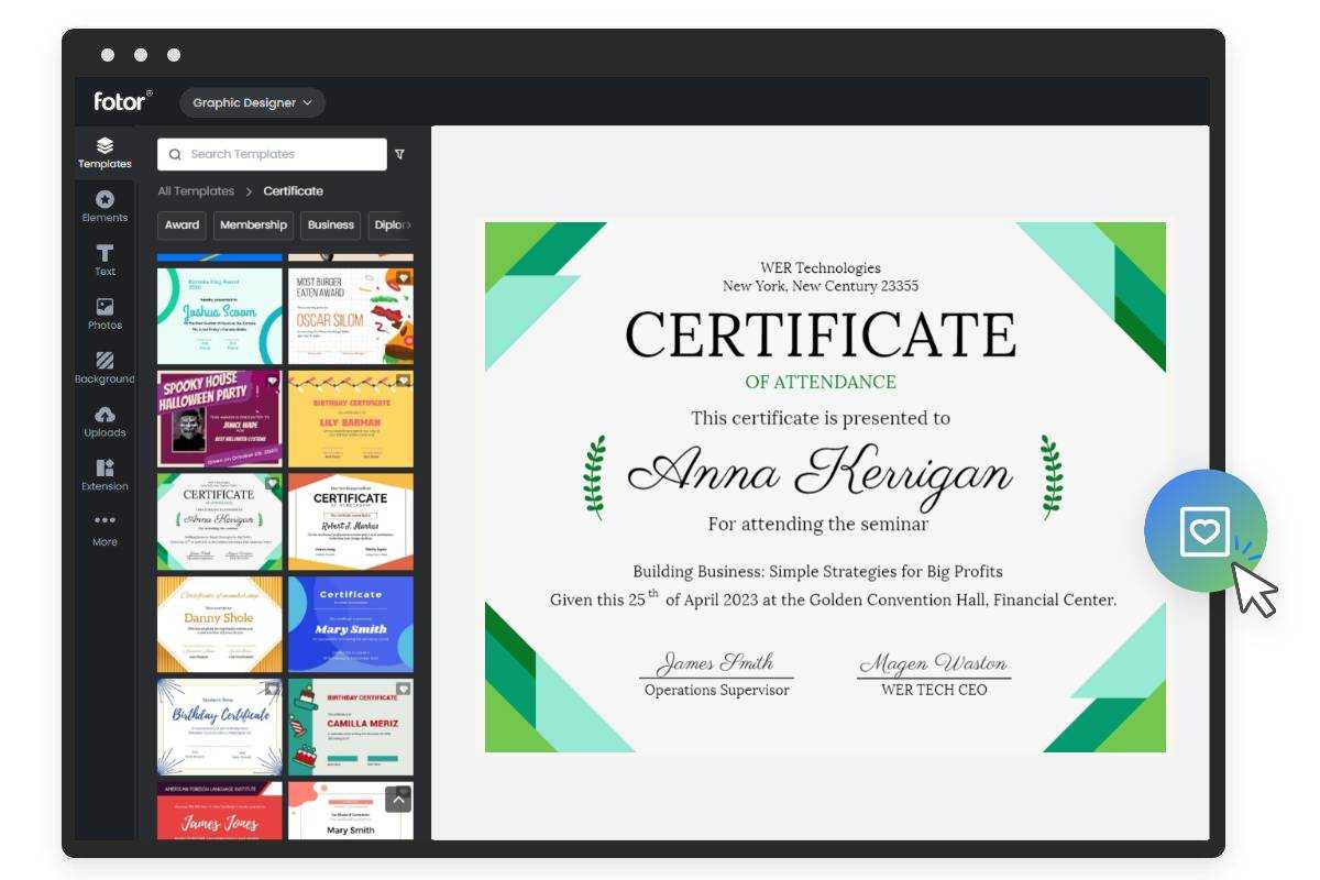 online certificate maker templates