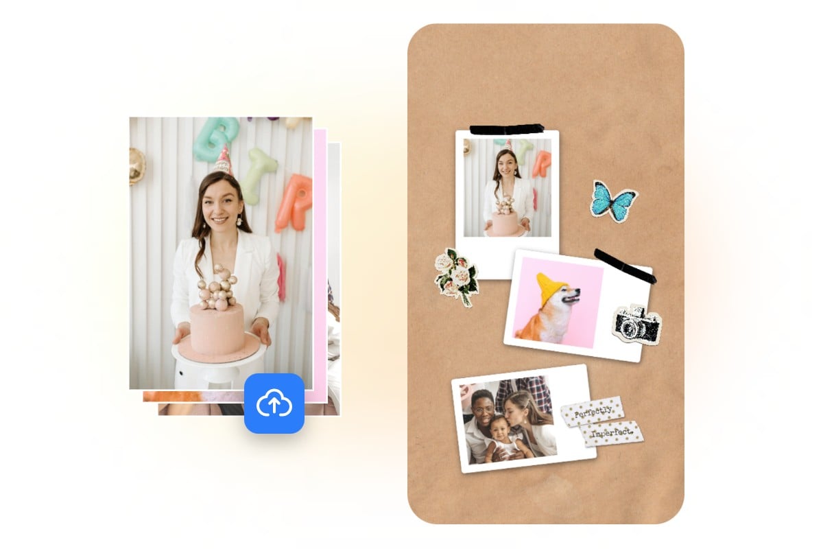 Make a collage phone wallpaper of a lady in a white suit in fotor iphone wallpaper maker