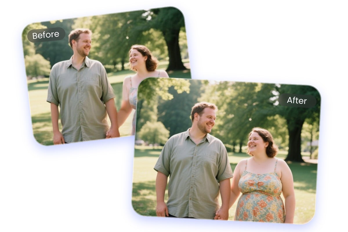 写真のカップルを太らせる