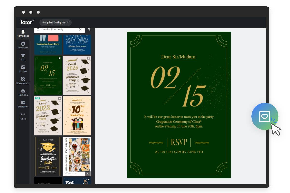 Haz una invitación de graduación en Graduation Invitation Maker de Fotor