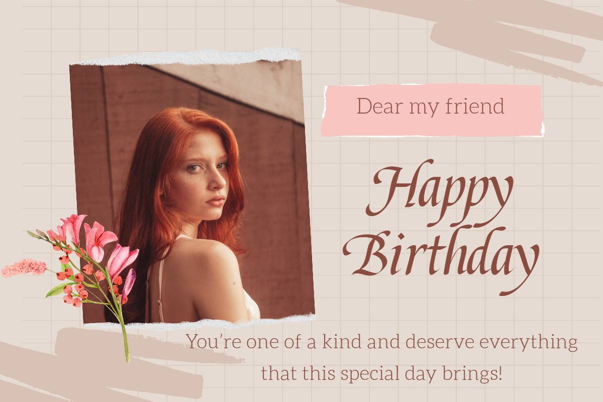 Make a gray pink birthday card for friends using fotor birthday card maker