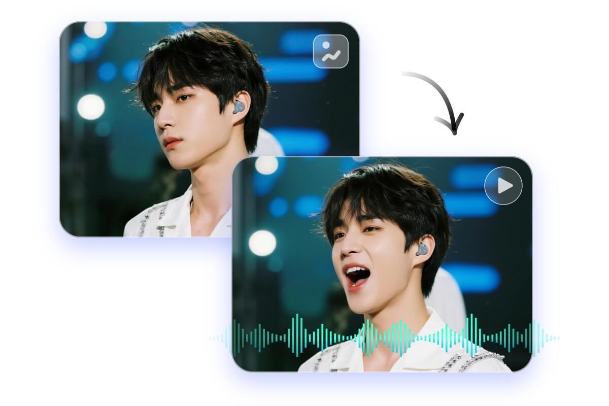 Make a photo of a man sing a kpop song