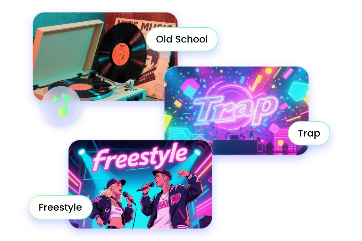 Make a rap song in various genres such as old school freestyle and trap
