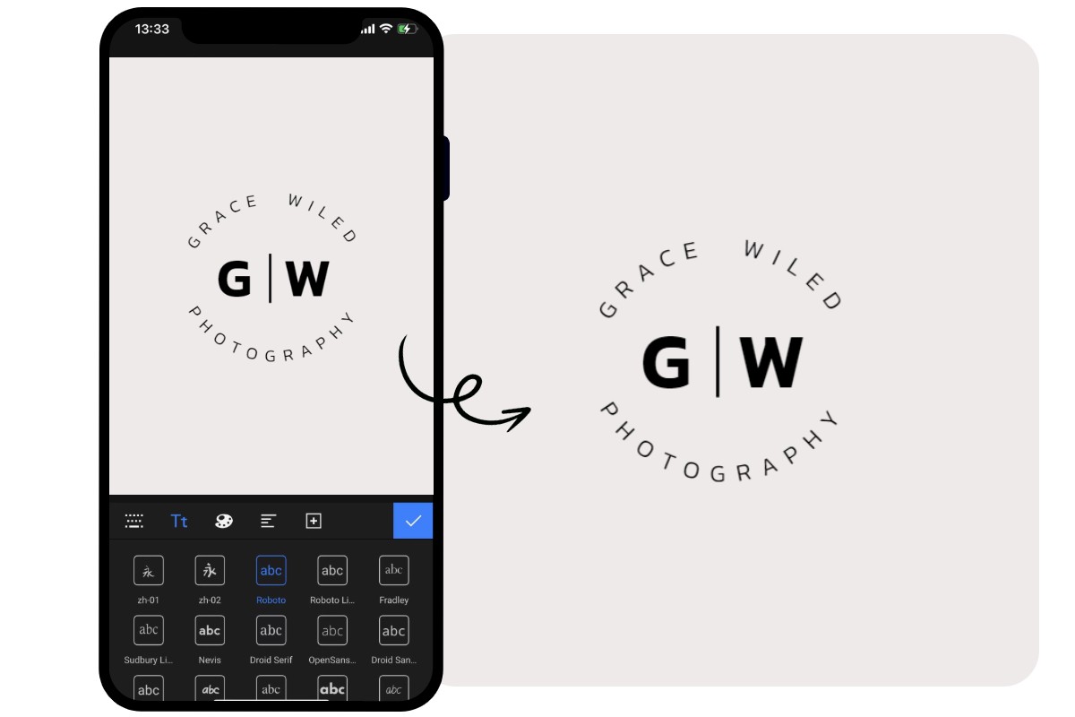 Make a simplist monogram logo on fotor app