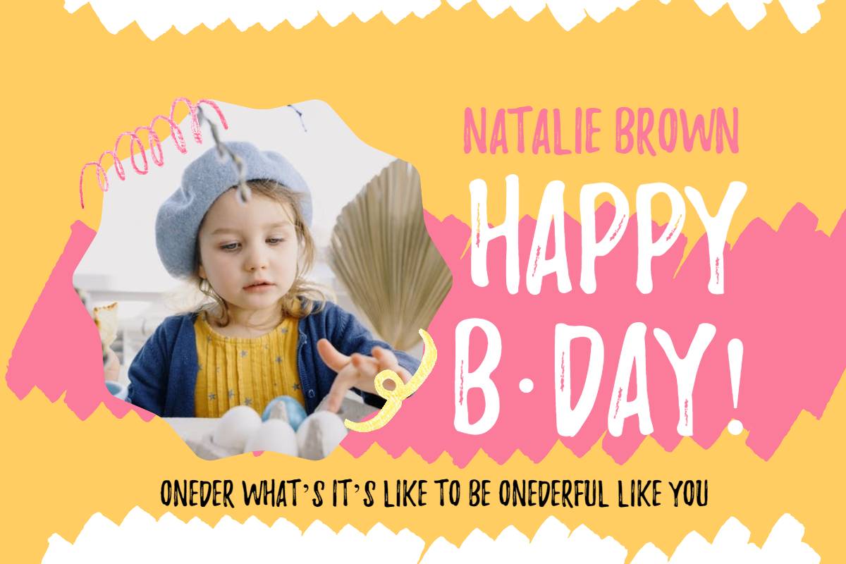 Make a yellow birthday card for kids on fotor