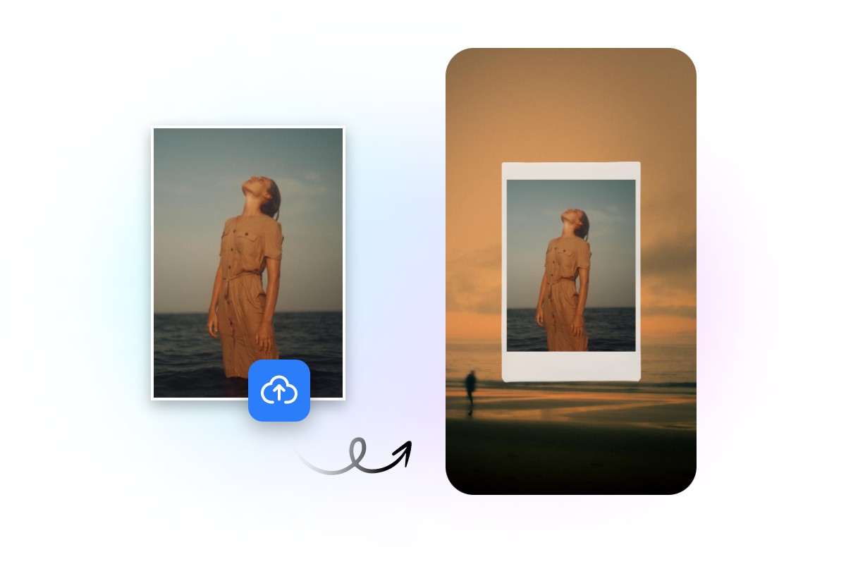 Make a phone wallpaper from a photo of a lady in brown in fotor